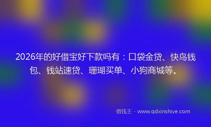 2026年的好借宝好下款吗有：口袋金贷、快鸟钱包、钱站速贷、珊瑚买单、小狗商城等。
