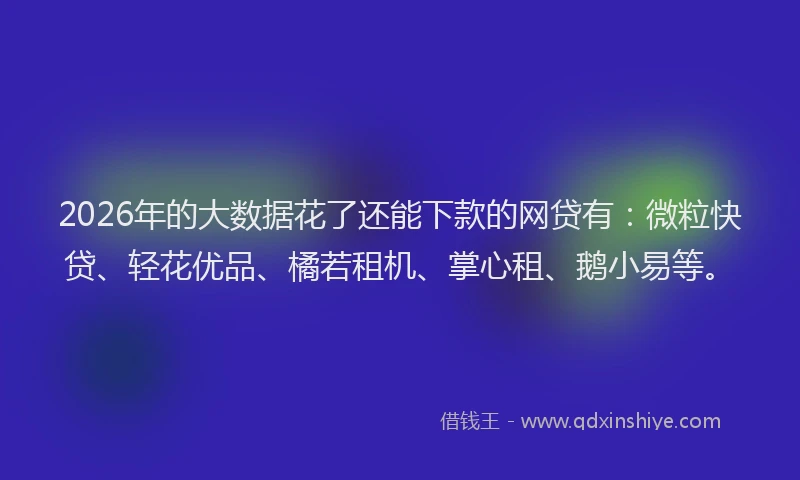 2026年的大数据花了还能下款的网贷有：微粒快贷、轻花优品、橘若租机、掌心租、鹅小易等。