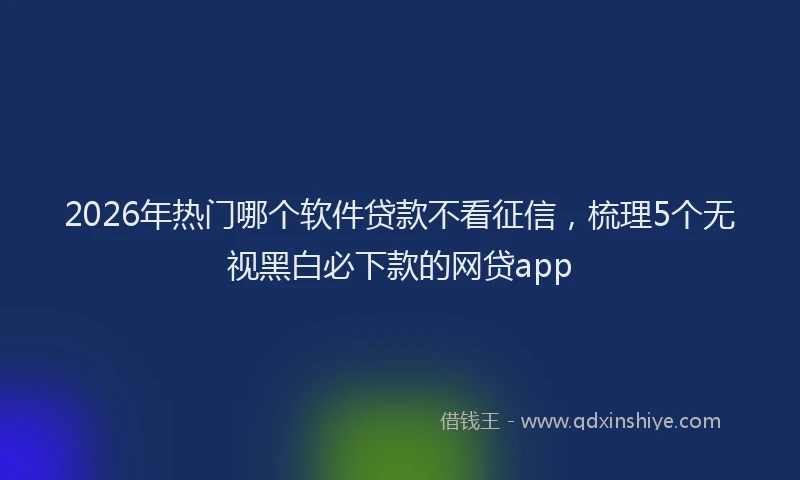 2026年热门哪个软件贷款不看征信，梳理5个无视黑白必下款的网贷app
