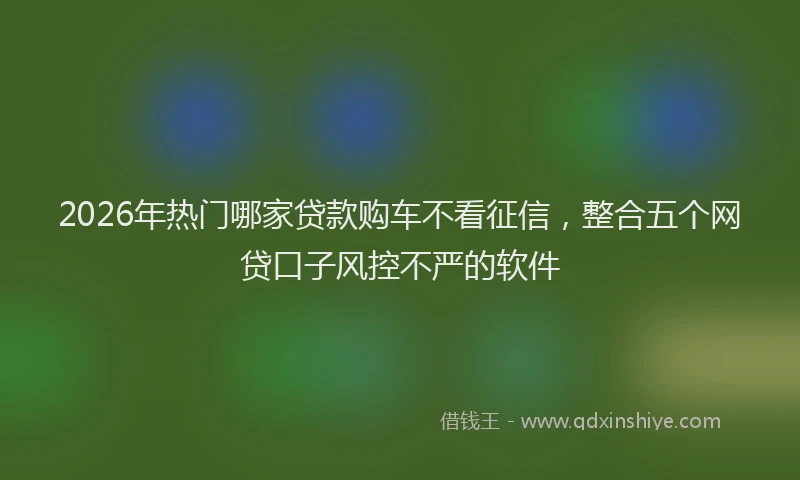 2026年热门哪家贷款购车不看征信，整合五个网贷口子风控不严的软件