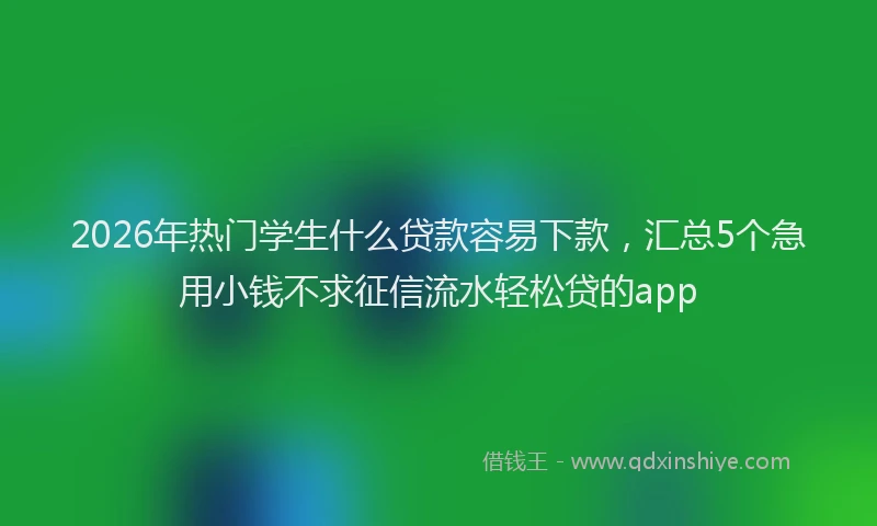 2026年热门学生什么贷款容易下款,汇总5个急用小钱不求征信流水轻松贷的app