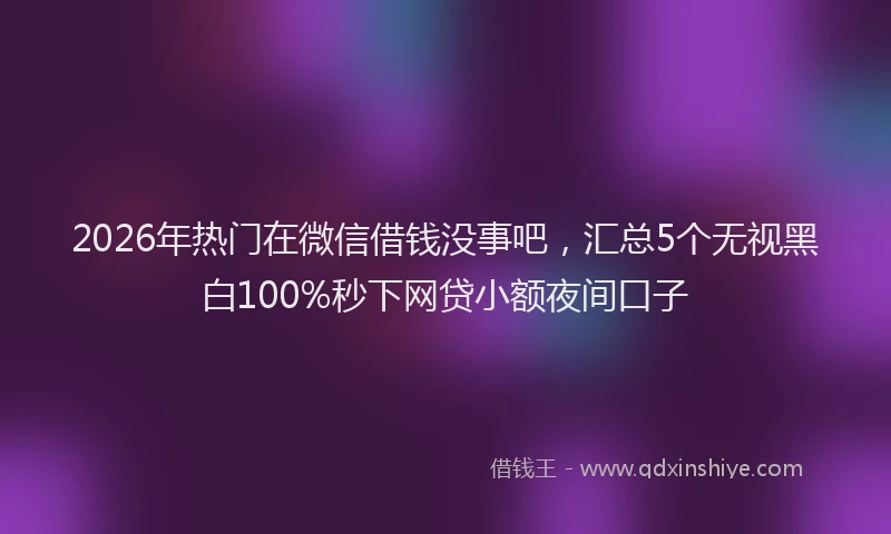 2026年热门在微信借钱没事吧，汇总5个无视黑白100%秒下网贷小额夜间口子
