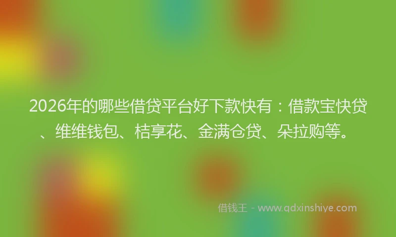 2026年的哪些借贷平台好下款快有：借款宝快贷、维维钱包、桔享花、金满仓贷、朵拉购等。