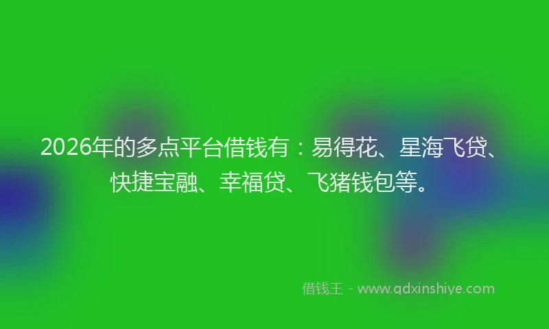 2026年的多点平台借钱有：易得花、星海飞贷、快捷宝融、幸福贷、飞猪钱包等。