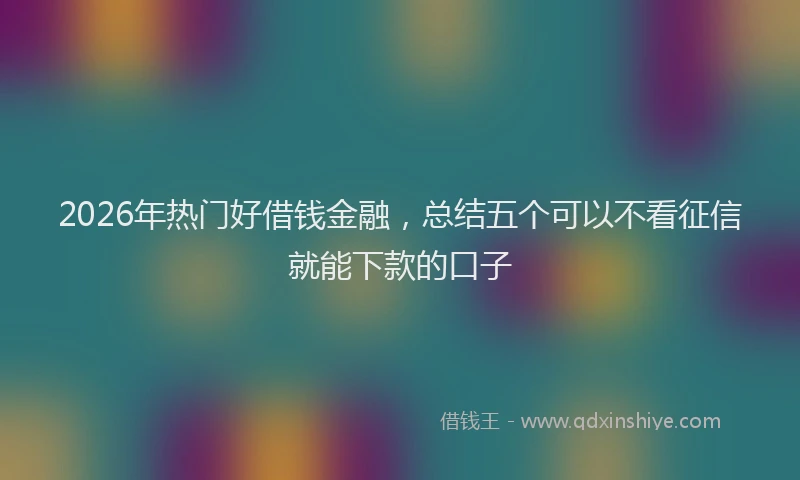 2026年热门好借钱金融，总结五个可以不看征信就能下款的口子