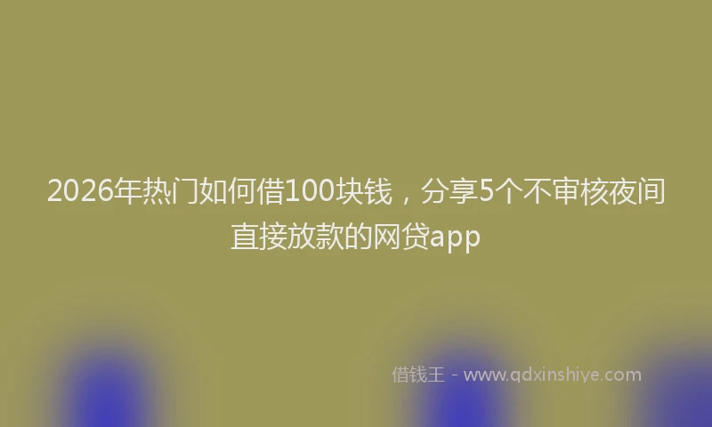 2026年热门如何借100块钱，分享5个不审核夜间直接放款的网贷app