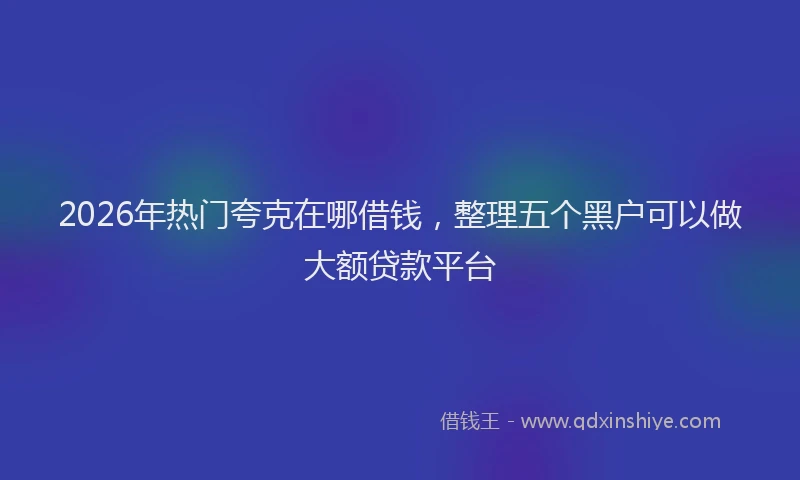 2026年热门夸克在哪借钱，整理五个黑户可以做大额贷款平台