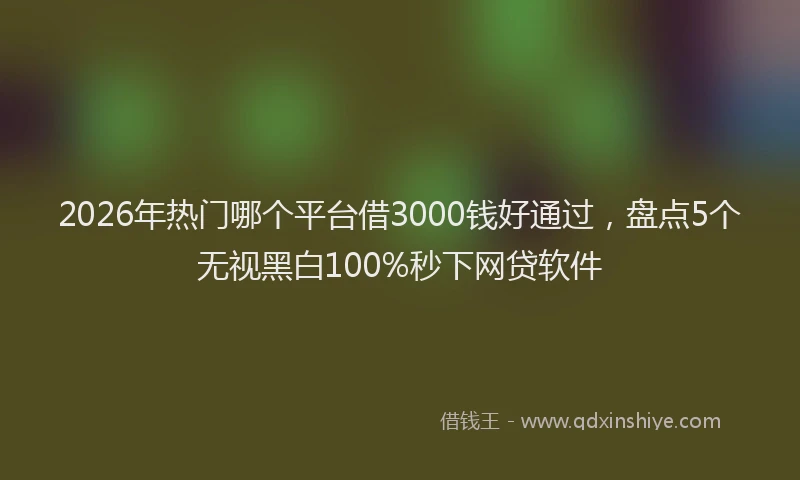2026年热门哪个平台借3000钱好通过，盘点5个无视黑白100%秒下网贷软件