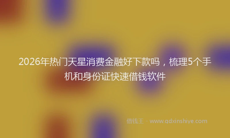 2026年热门天星消费金融好下款吗，梳理5个手机和身份证快速借钱软件