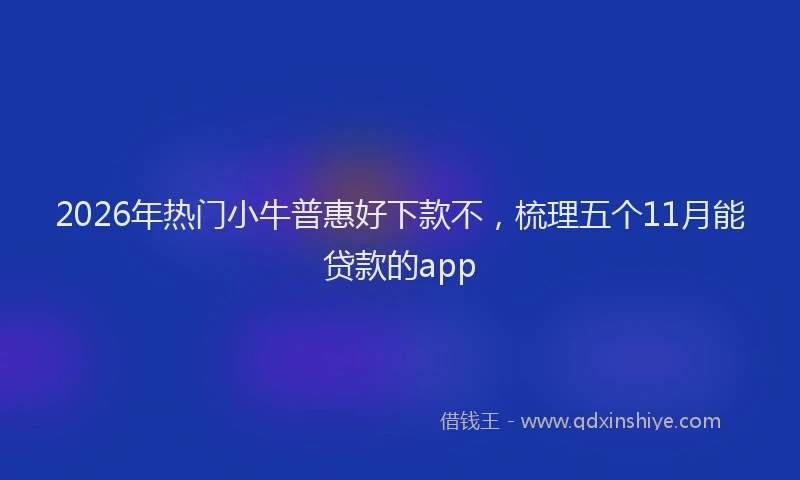 2026年热门小牛普惠好下款不，梳理五个11月能贷款的app