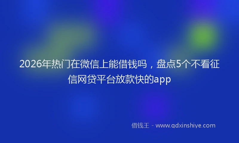 2026年热门在微信上能借钱吗，盘点5个不看征信网贷平台放款快的app