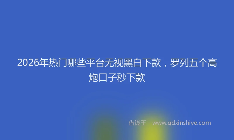 2026年热门哪些平台无视黑白下款，罗列五个高炮口子秒下款