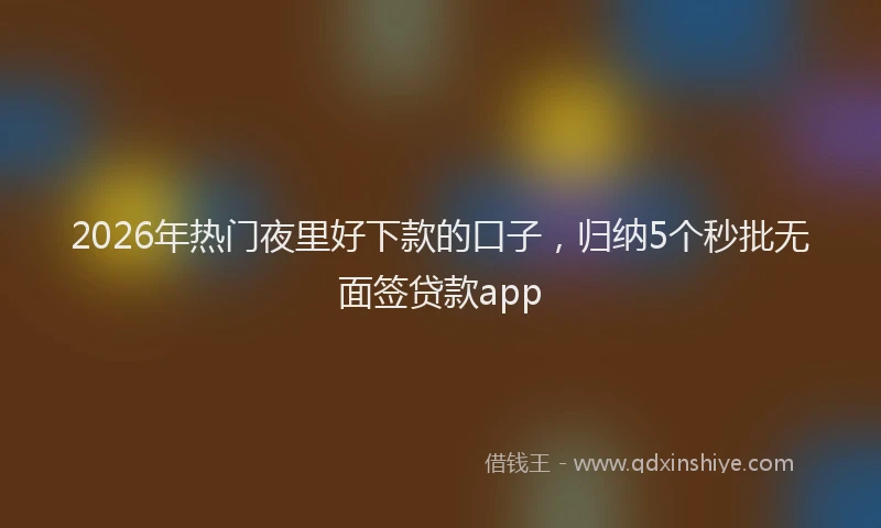 2026年热门夜里好下款的口子，归纳5个秒批无面签贷款app
