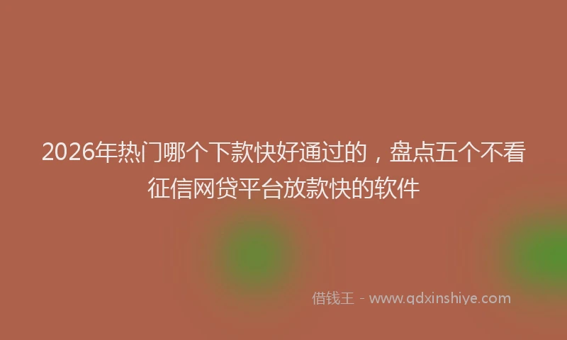 2026年热门哪个下款快好通过的，盘点五个不看征信网贷平台放款快的软件