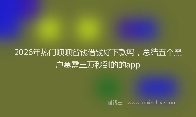 2026年热门呗呗省钱借钱好下款吗，总结五个黑户急需三万秒到的的app