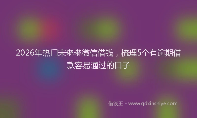 2026年热门宋琳琳微信借钱，梳理5个有逾期借款容易通过的口子