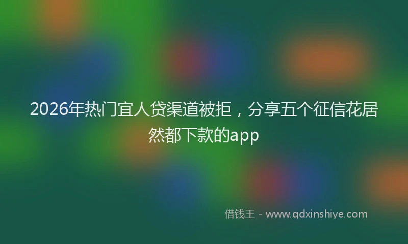 2026年热门宜人贷渠道被拒，分享五个征信花居然都下款的app