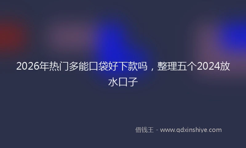 2026年热门多能口袋好下款吗，整理五个2024放水口子