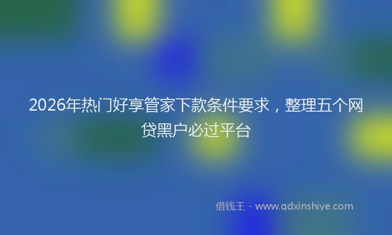 2026年热门好享管家下款条件要求，整理五个网贷黑户必过平台