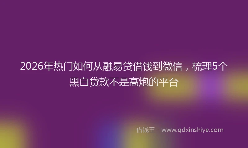 2026年热门如何从融易贷借钱到微信,梳理5个黑白贷款不是高炮的平台