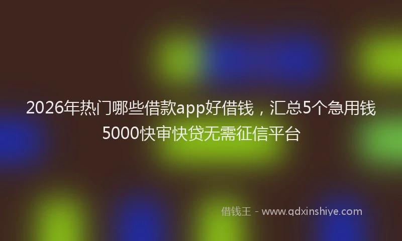 2026年热门哪些借款app好借钱，汇总5个急用钱5000快审快贷无需征信平台