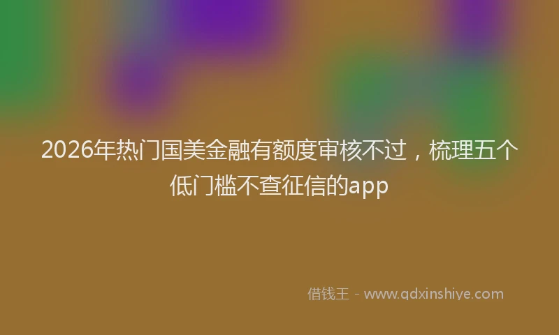 2026年热门国美金融有额度审核不过，梳理五个低门槛不查征信的app