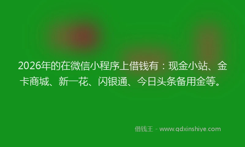 2026年的在微信小程序上借钱有：现金小站、金卡商城、新一花、闪银通、今日头条备用金等。