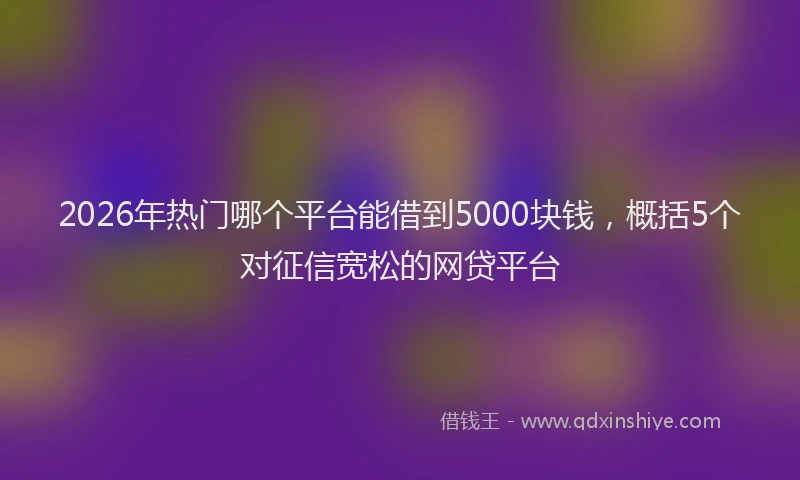 2026年热门哪个平台能借到5000块钱，概括5个对征信宽松的网贷平台