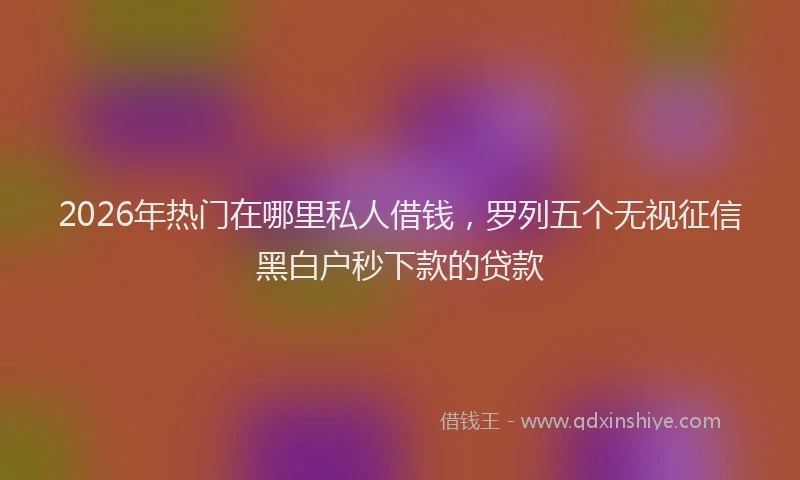 2026年热门在哪里私人借钱，罗列五个无视征信黑白户秒下款的贷款