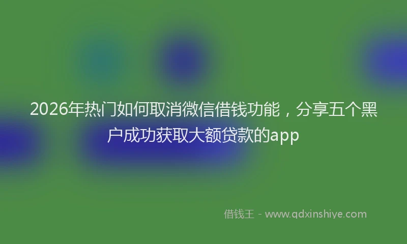 2026年热门如何取消微信借钱功能，分享五个黑户成功获取大额贷款的app