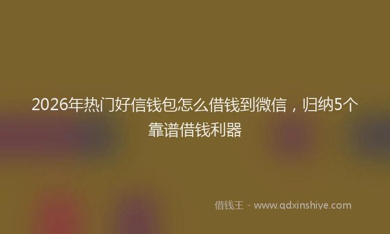 2026年热门好信钱包怎么借钱到微信，归纳5个靠谱借钱利器