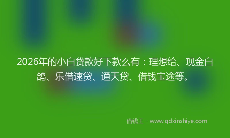 2026年的小白贷款好下款么有：理想给、现金白鸽、乐借速贷、通天贷、借钱宝途等。