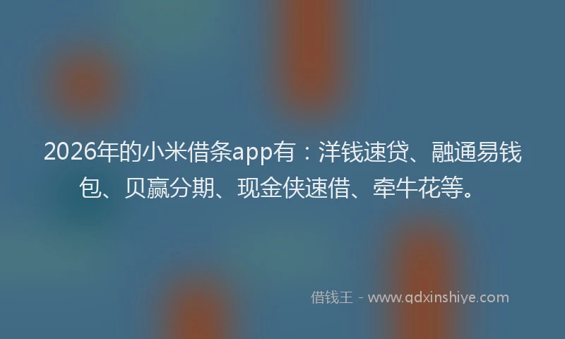 2026年的小米借条app有：洋钱速贷、融通易钱包、贝赢分期、现金侠速借、牵牛花等。