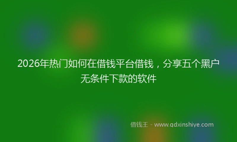 2026年热门如何在借钱平台借钱，分享五个黑户无条件下款的软件