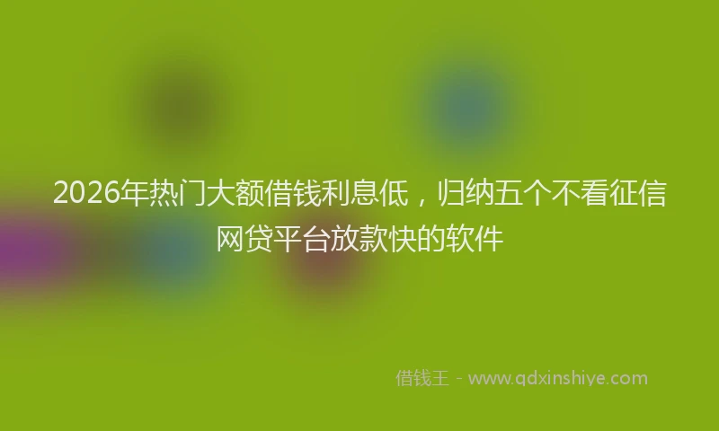 2026年热门大额借钱利息低，归纳五个不看征信网贷平台放款快的软件