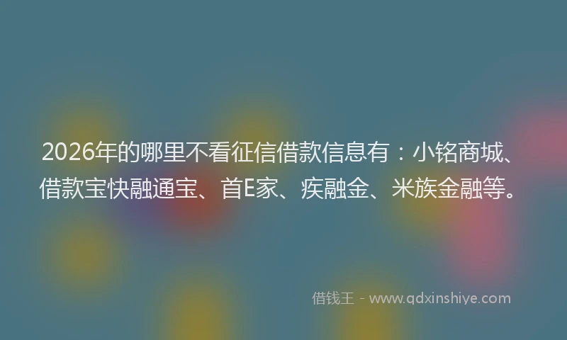 2026年的哪里不看征信借款信息有：小铭商城、借款宝快融通宝、首E家、疾融金、米族金融等。