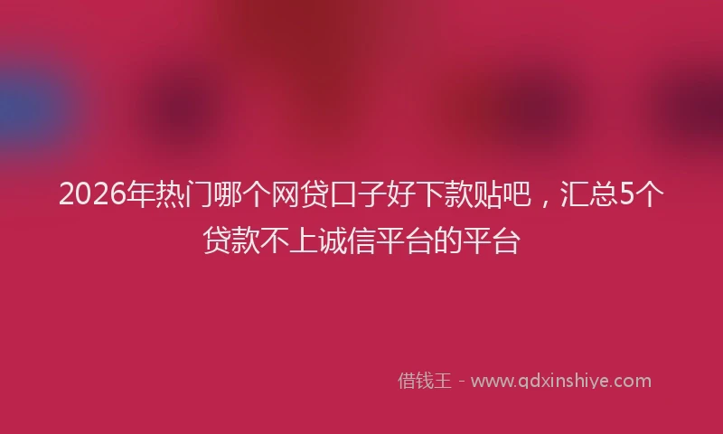 2026年热门哪个网贷口子好下款贴吧，汇总5个贷款不上诚信平台的平台