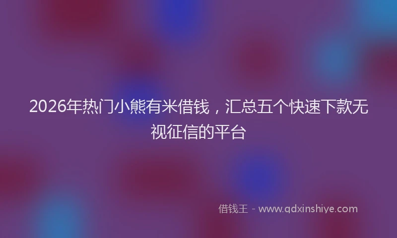 2026年热门小熊有米借钱，汇总五个快速下款无视征信的平台