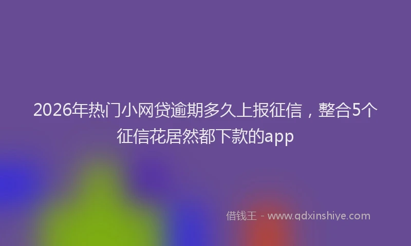 2026年热门小网贷逾期多久上报征信，整合5个征信花居然都下款的app