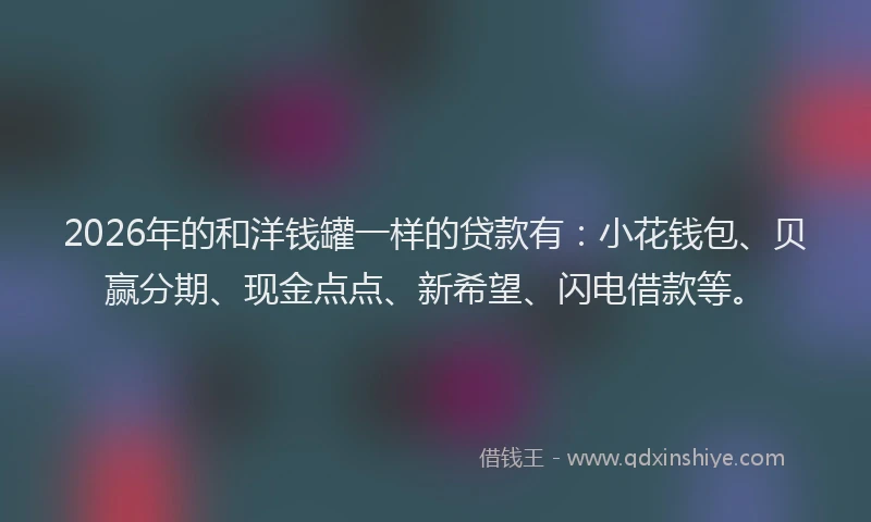 2026年的和洋钱罐一样的贷款有：小花钱包、贝赢分期、现金点点、新希望、闪电借款等。