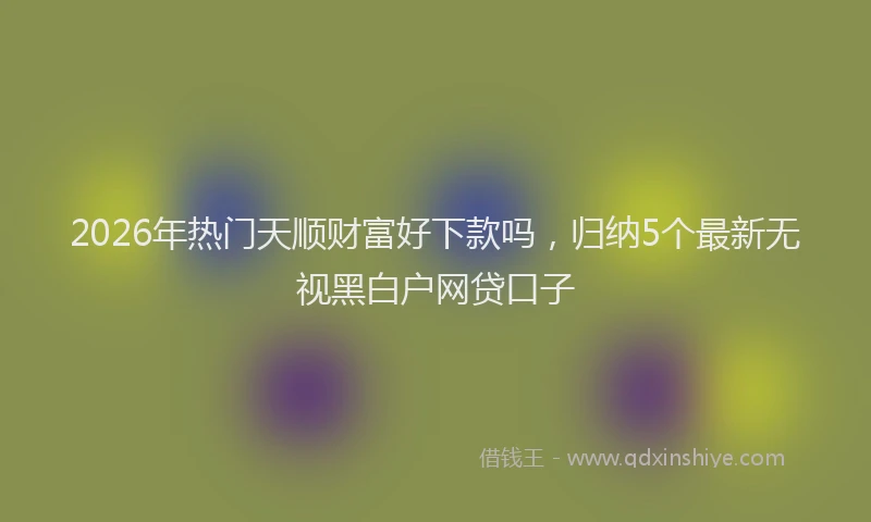 2026年热门天顺财富好下款吗，归纳5个最新无视黑白户网贷口子