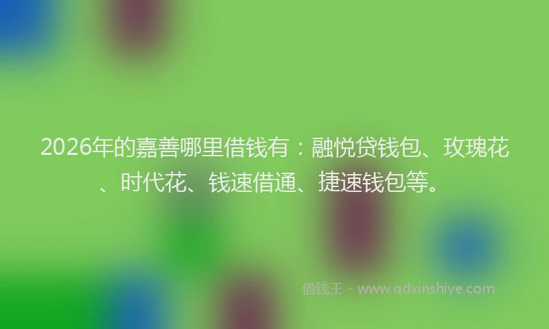 2026年的嘉善哪里借钱有：融悦贷钱包、玫瑰花、时代花、钱速借通、捷速钱包等。