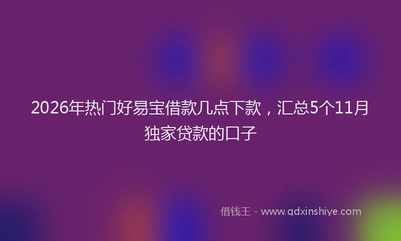 2026年热门好易宝借款几点下款，汇总5个11月独家贷款的口子