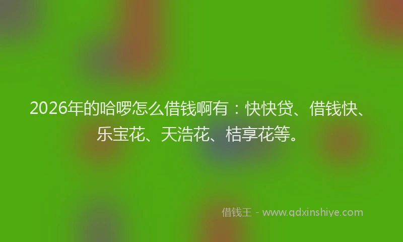 2026年的哈啰怎么借钱啊有：快快贷、借钱快、乐宝花、天浩花、桔享花等。