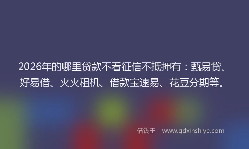 2026年的哪里贷款不看征信不抵押有：甄易贷、好易借、火火租机、借款宝速易、花豆分期等。