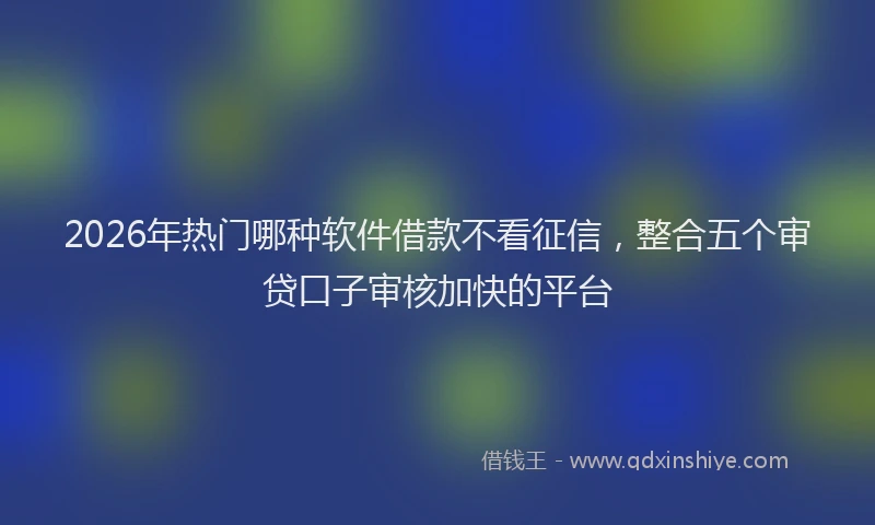 2026年热门哪种软件借款不看征信，整合五个审贷口子审核加快的平台