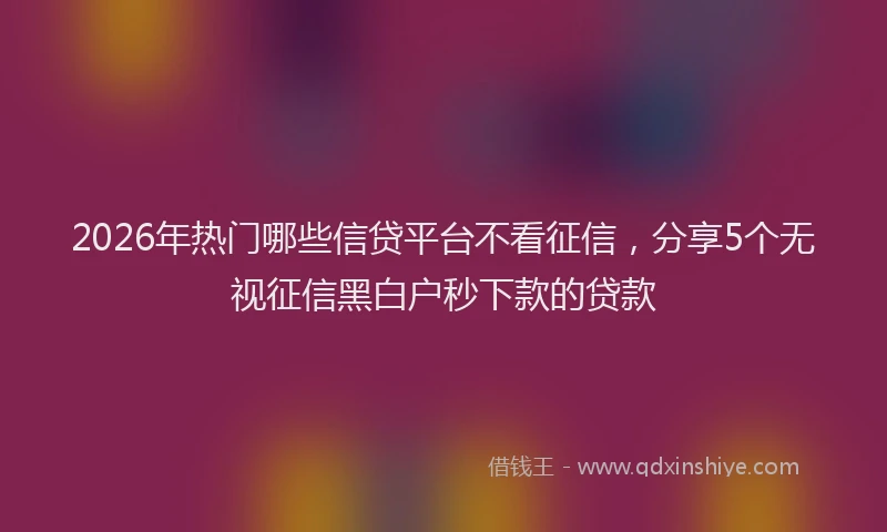 2026年热门哪些信贷平台不看征信，分享5个无视征信黑白户秒下款的贷款