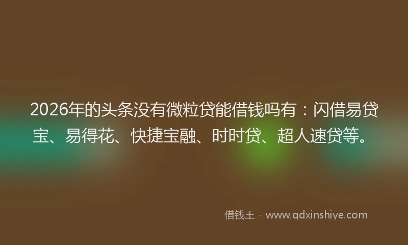 2026年的头条没有微粒贷能借钱吗有：闪借易贷宝、易得花、快捷宝融、时时贷、超人速贷等。