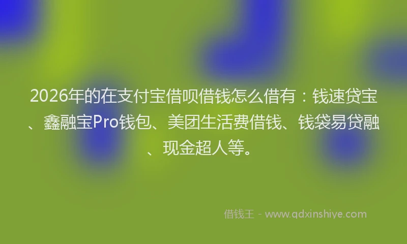 2026年的在支付宝借呗借钱怎么借有：钱速贷宝、鑫融宝Pro钱包、美团生活费借钱、钱袋易贷融、现金超人等。