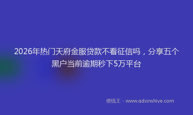 2026年热门天府金服贷款不看征信吗，分享五个黑户当前逾期秒下5万平台